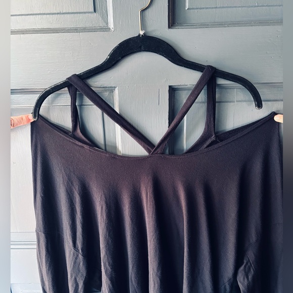 Athleta Black Women's Oversized Flowy Long Sleeve Criss Cross Cut Shirt Size S - Picture 3 of 6